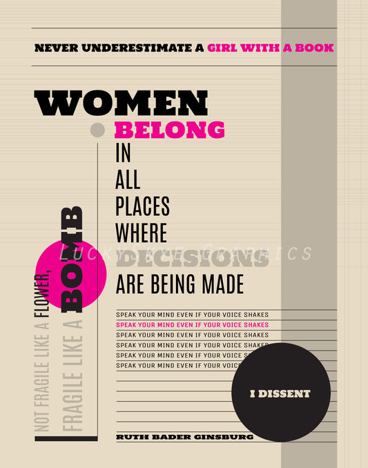 Ruth Bader Ginsburg Quotes Art Print